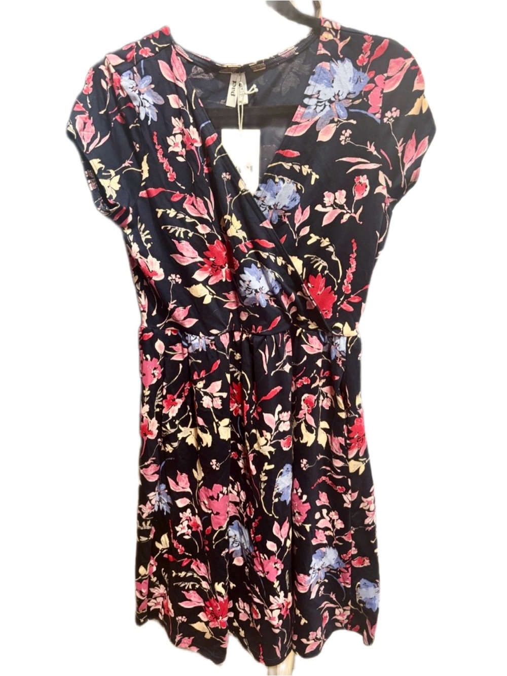 Pact Women's Dayspring Blooms Multi Fit & Flare Crossover Dress M